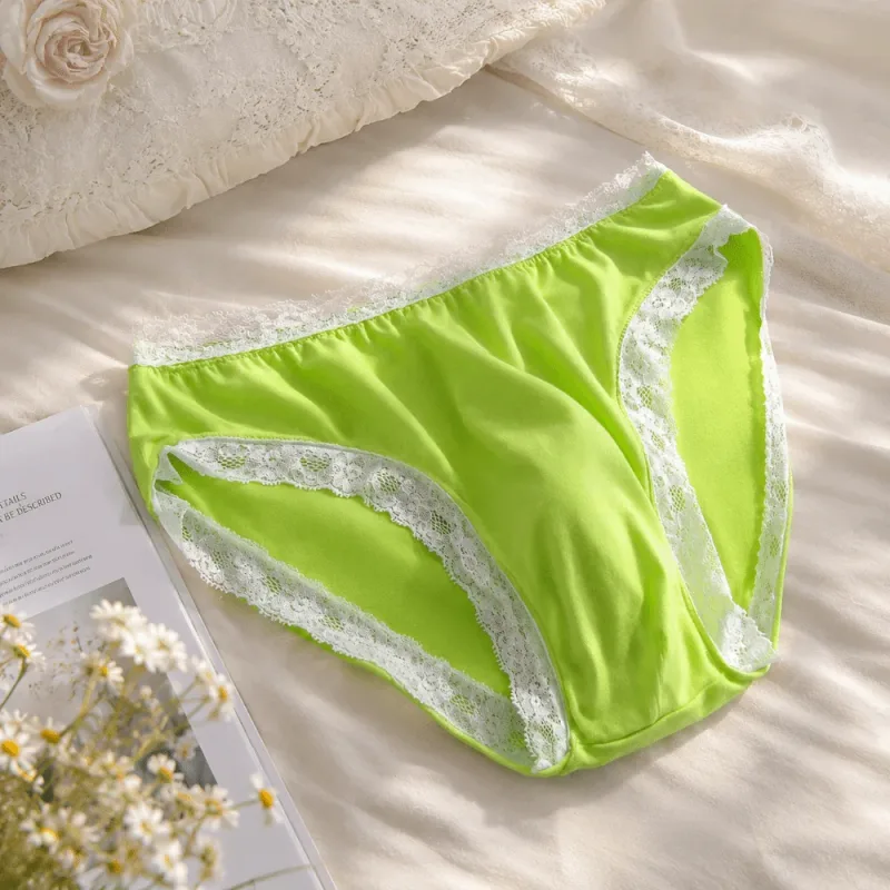 Breathable Ice Silk Men's Underwear Lingerie Low Waist Men's Lace Trim Briefs Panties U-Convex Pouch Brief Youth
