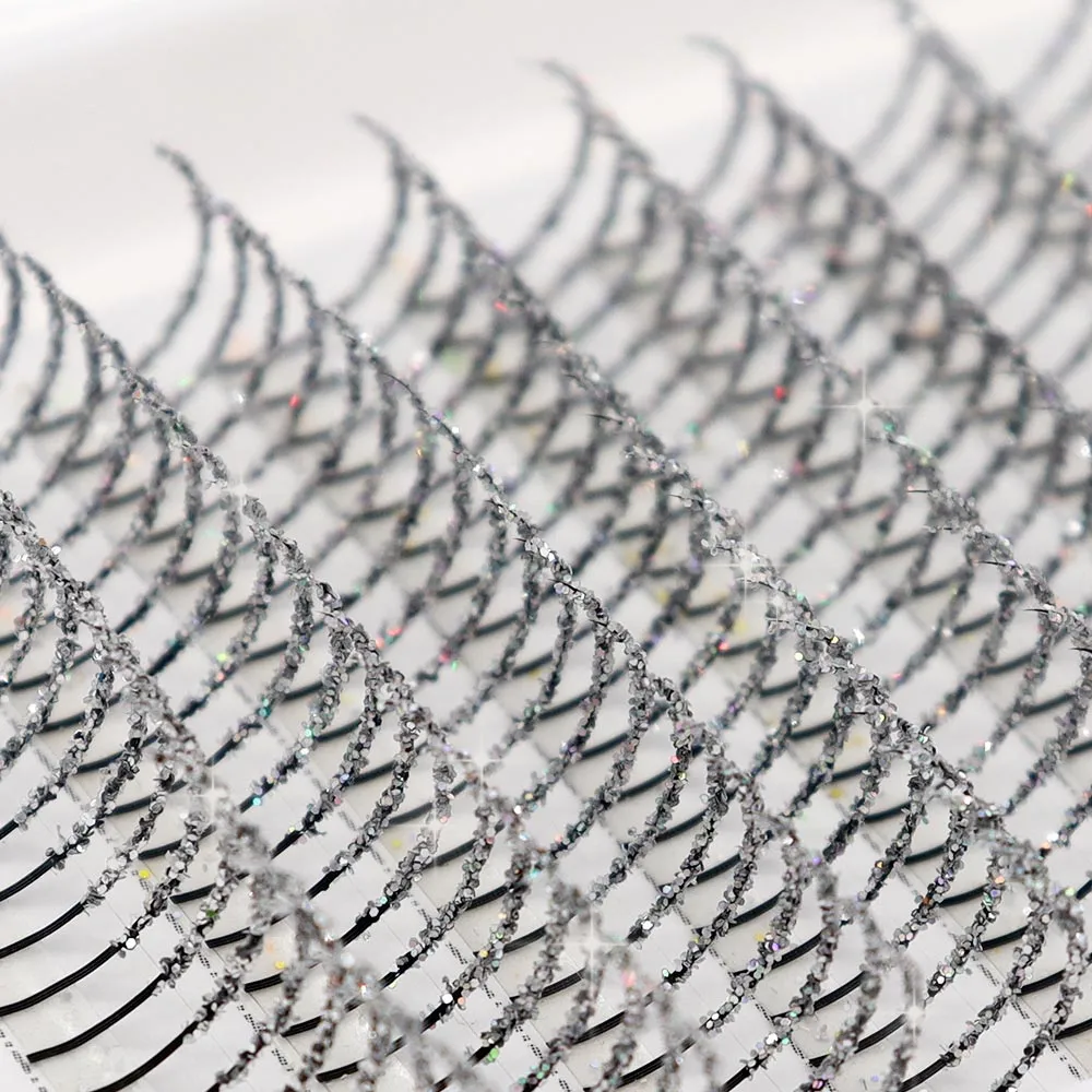 Golden Silver Fashion Glitter Eyelash Extensions Mix Length Individual Eyelash Extension False Eyelashes Glitter Silver