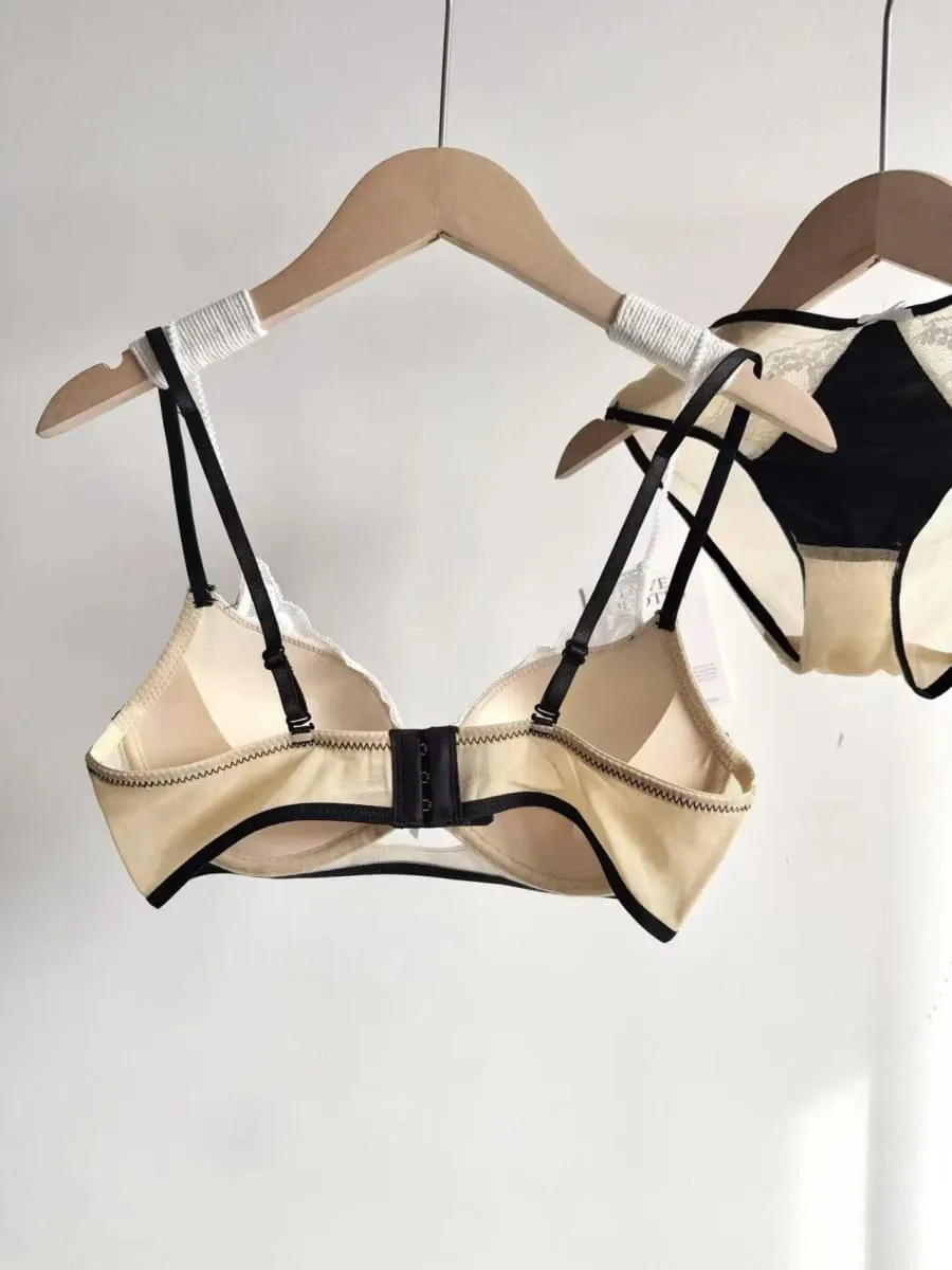 French Lace Bra Set for Women Push up Lift Gathering Double Cup Soft Comfort Small Bust Enhancer Daily Wear Lingerie Set