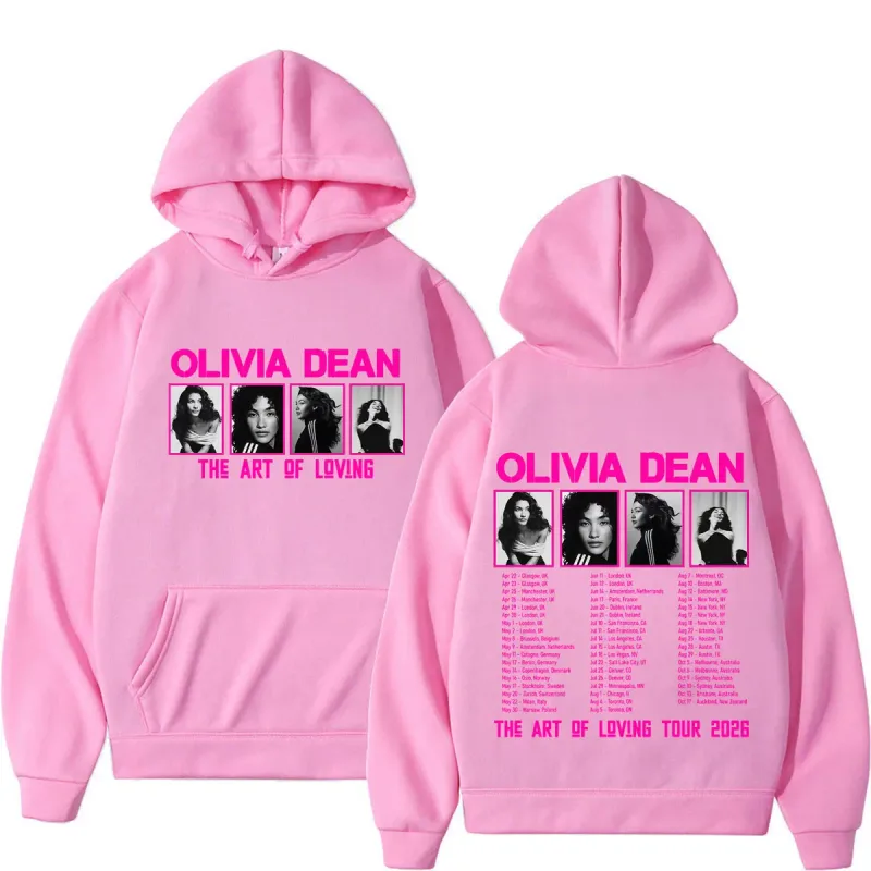 Olivia Dean Art of Loving Tour 2026 Graphic Hoodie Men Women Fashion Sweatshirts Loose Casual Oversized Pullover Streetwear Tops