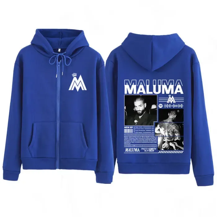Rapper MALUMA Album Tour 2025 Zipper Hoodie Men Women Fashion Loose Jacket Coats High Quality Casual Hip-hop Vintage Sweatshirts