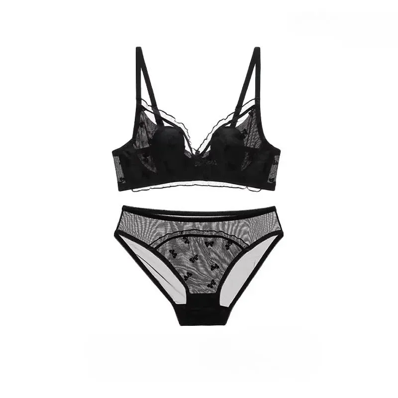 Sutiã Com Orelhas De Coelho Estilo Japonês Ultrafino Aumenta Peito Pequeno Sustenta Grande Anti-Caída Conjunto Lingerie