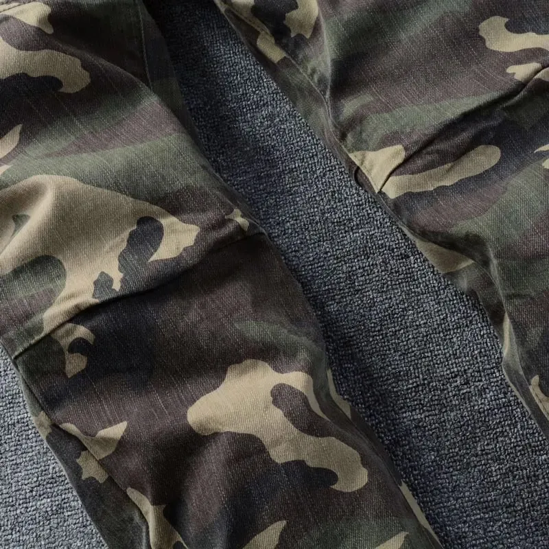 Designer Fashion Men Jeans High Quality Camo Stretch Slim Fit Vintage Jeans Men Side Pocket Spliced ​​Hip Hop Denim Pencil Pants