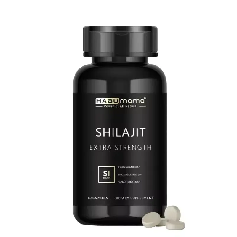Organický Shilajit pro muže | 60 kapslí | Natural Energy + Stamina Booster | Himalájská minerální síla | Klinicky studovaný vzorec