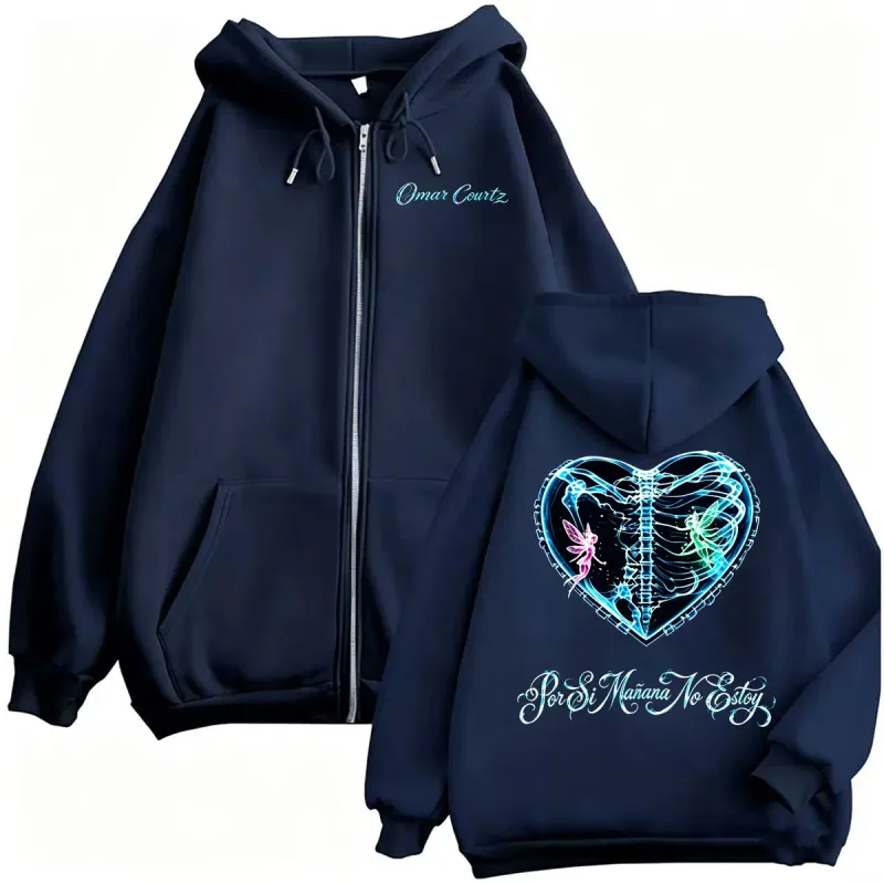 Omar Courtz Por Si Manana No Estoy Tour Print Zipper Hoodies Men Women Fashion Casual Hip Hop Sweatshirt Jacket Coats Streetwear