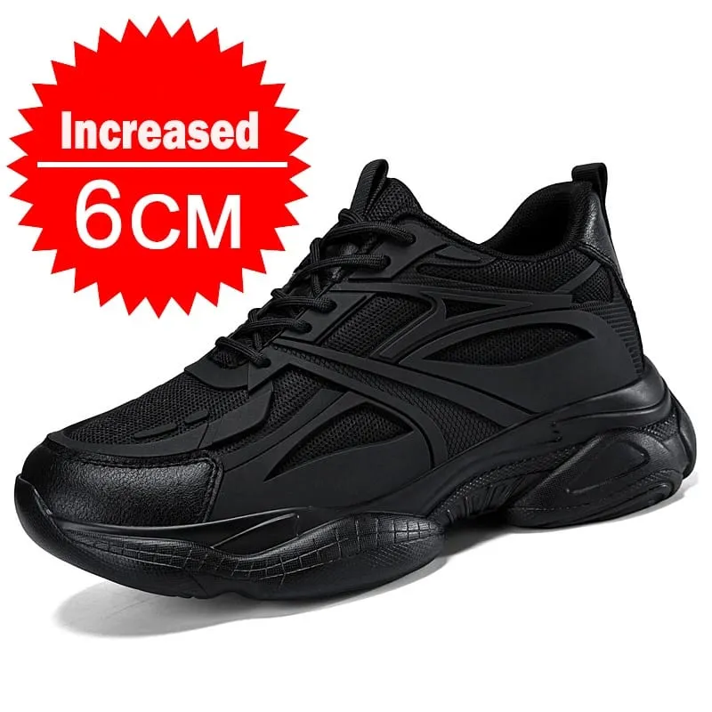 Winter Men's Height-increasing 10CM Sports Shoes Men Genuine Leather Mesh Shoes Warm Thick-soled Shoes Heightening Insoles 6-8CM