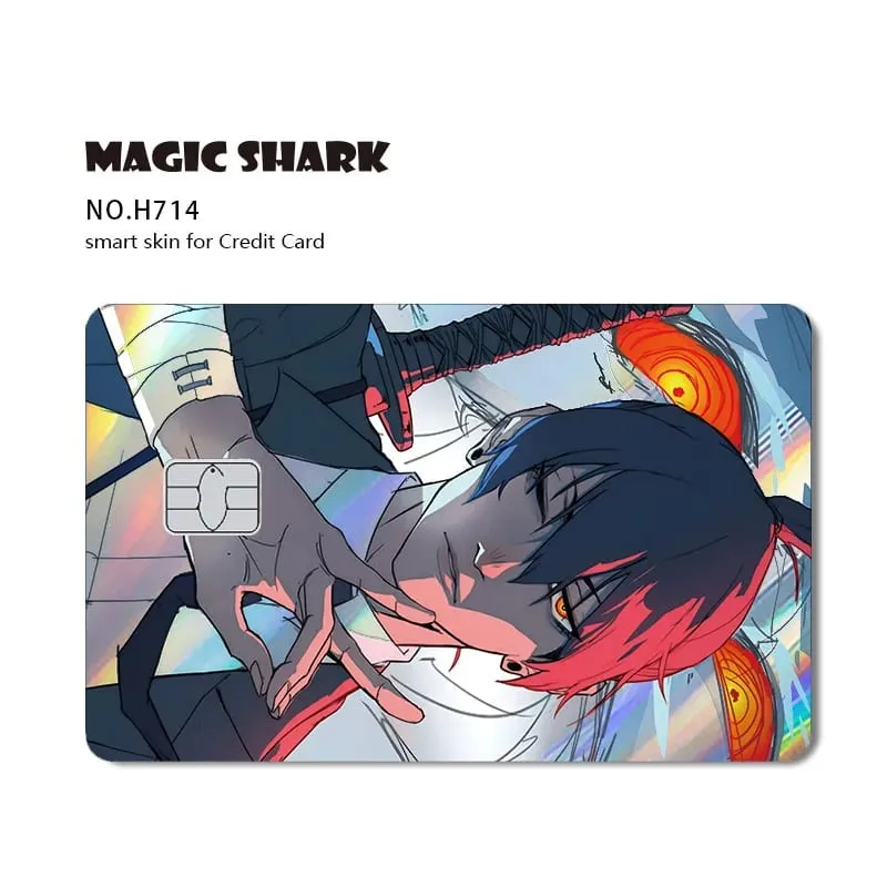 1pc Front Cool Anime Evil Holographic Laser Shinny Film Skin Sticker Cover for Debit Bank Credit Card