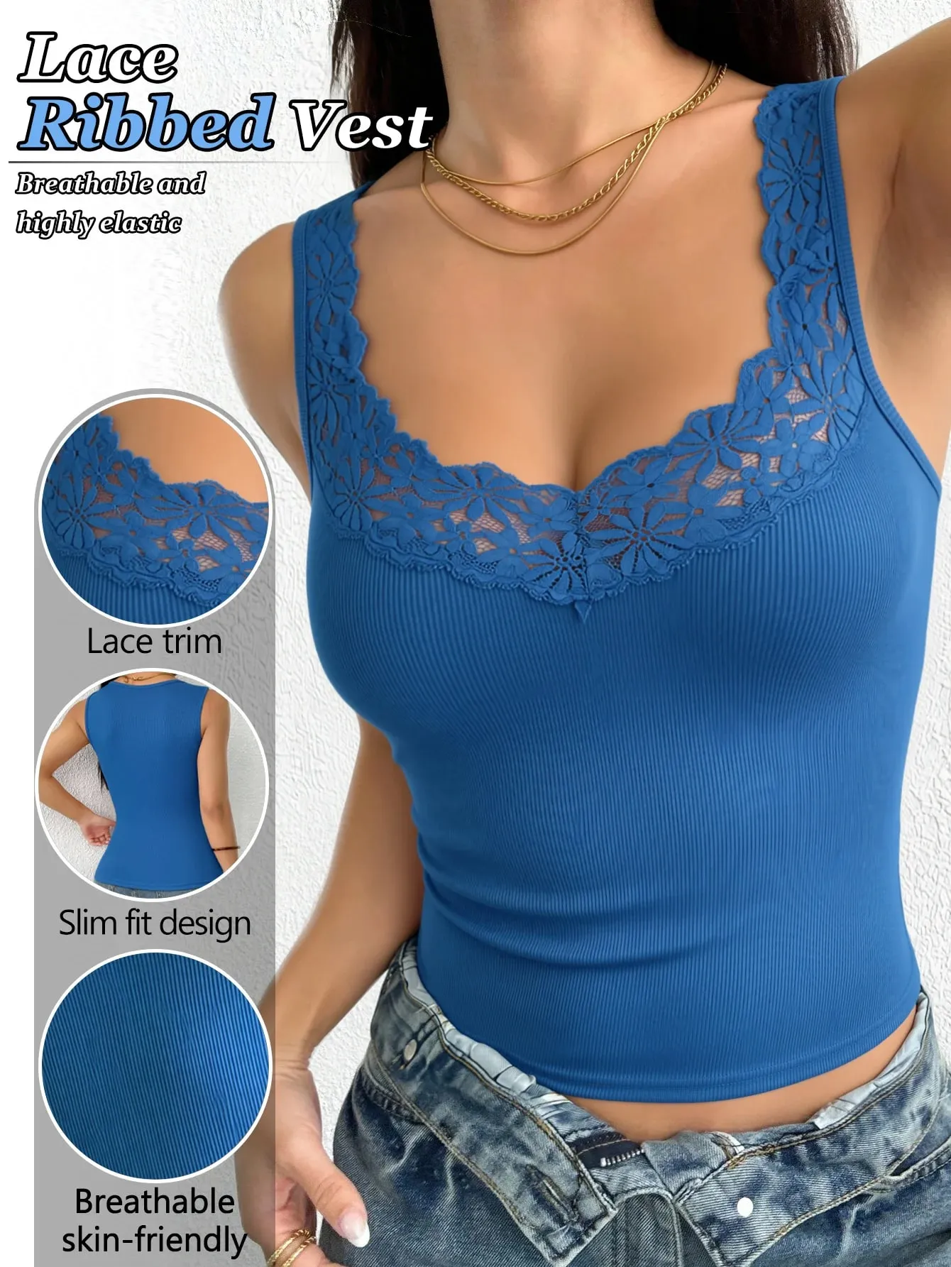 Women's Lace Camisole for Spring & Summer Sleeveless Top to Hide Underarm Bulges Suitable for Inner & Outer Wear All Year Roun