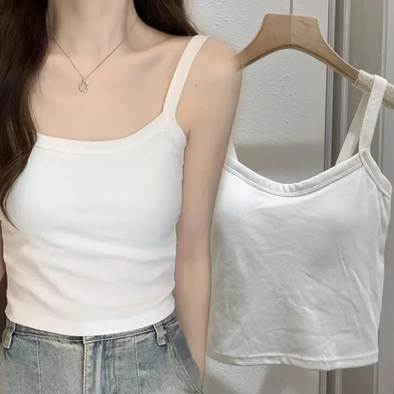 Sleeveless Women Tank Tops with Breast Pads Summer Sexy Slim Crop Top Basic T-shirt Vest Lingerie Bras Tube Tops Hot Underwear