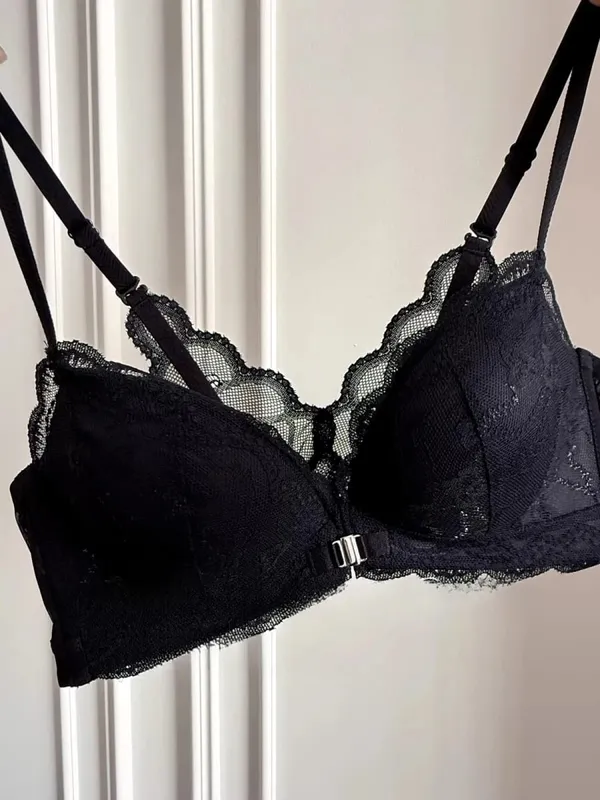 Summer Nouvelle Tendance! Soutien-Gorge Push Up à Fermeture Avant - Bretelles Dentelle Dos Bralette Légère pour Petite Poitrine