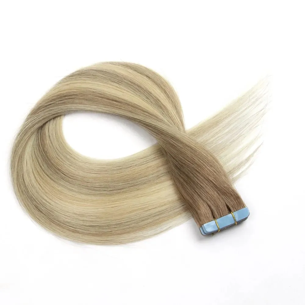 Real Human Hair Tape in Extensions 16'' 20'' Natural Straight High Light Seamless Tape Hair On Double Sided Tape 20pcs 30g/pack