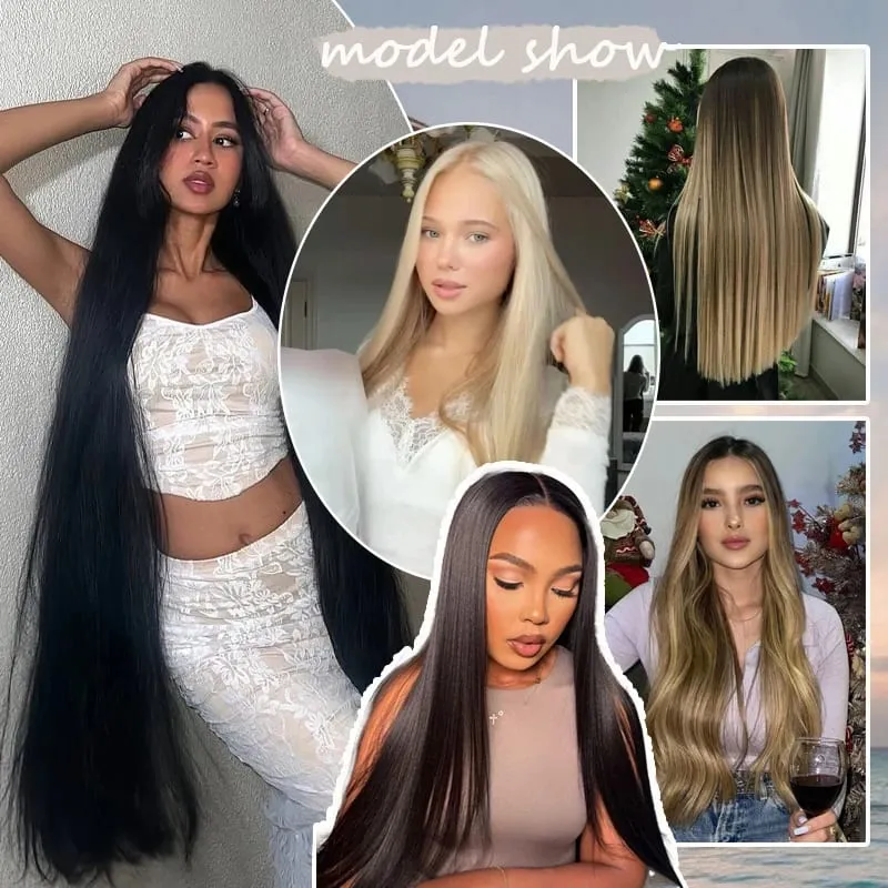 40inch Super Long Hair Extensions Wig Straight 5Clips in Hair Extensions Synthetic Hairpiece Fake Hair for Women Daily Party Use — image 7