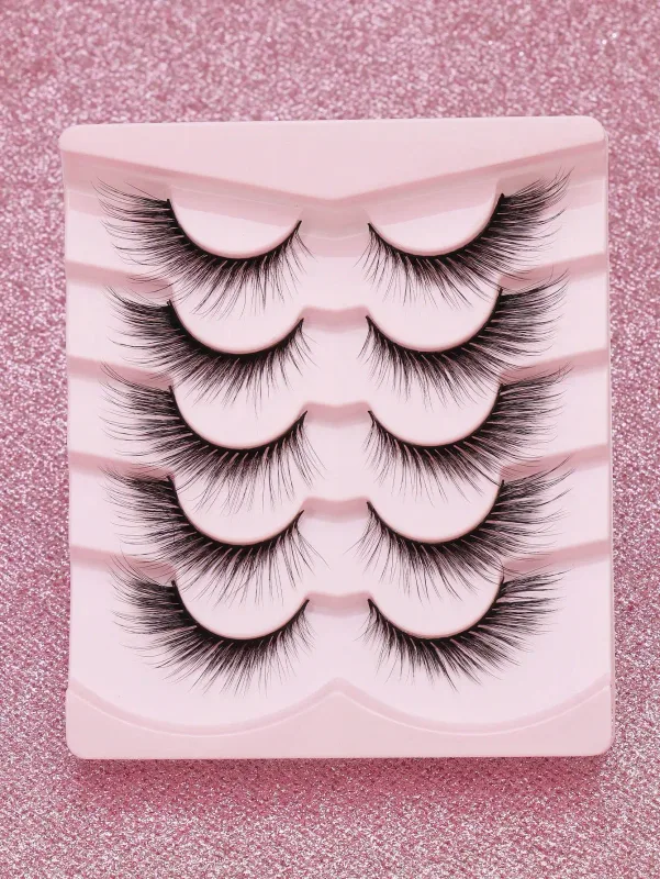 5 Ζεύγη βλεφαρίδων Cat Eye Faux Βλεφαρίδες Βιζόν Βλεφαρίδες με φτερωτό τέλος μακριές βλεφαρίδες Φυσικές μακριές βλεφαρίδες Manga Ψεύτικες βλεφαρίδες Μακιγιάζ