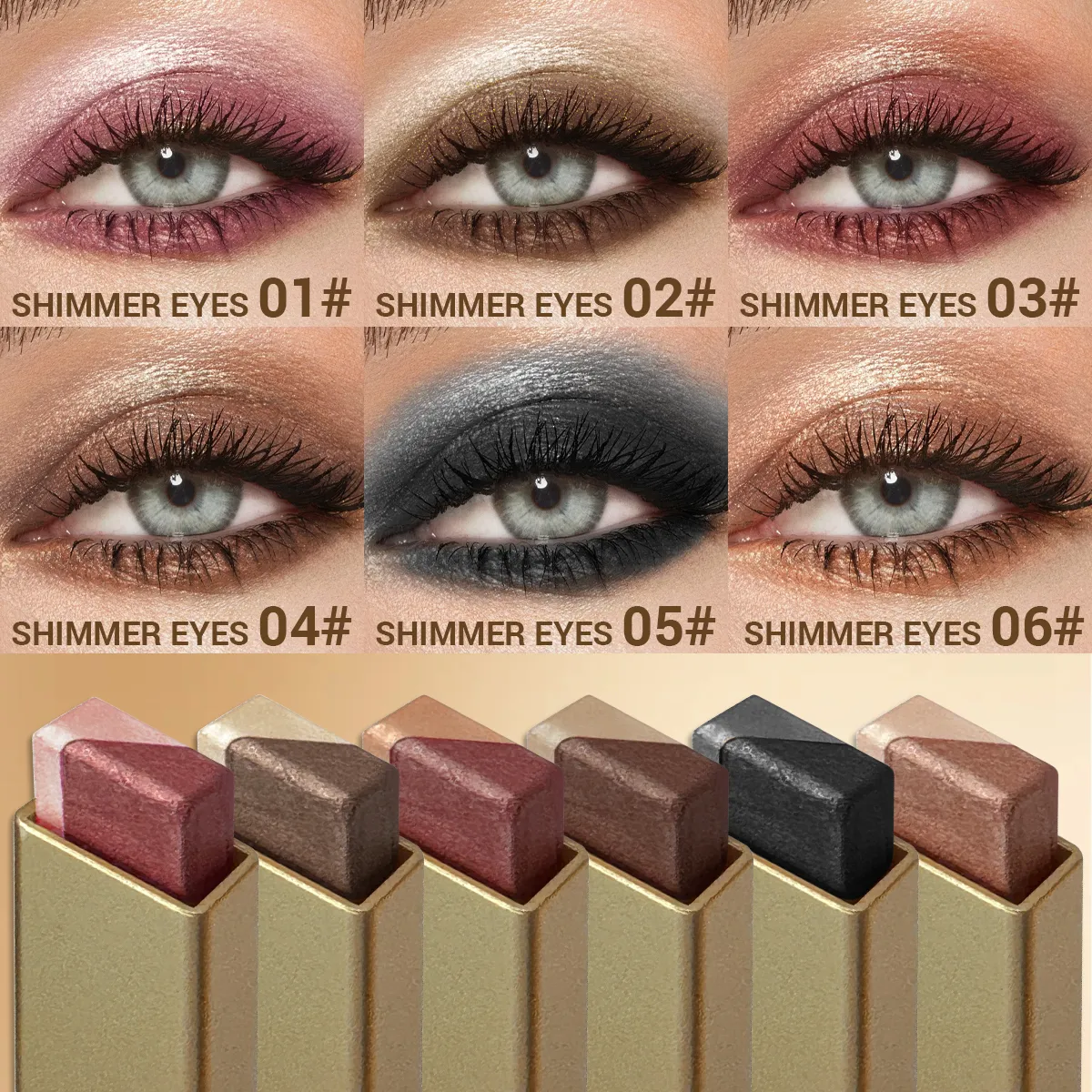 1Pc Dual-Color Eyeshadow Stick Blendable Eye Color For Daily Makeup Brown And Pink Cosmetic Eye Makeup Product