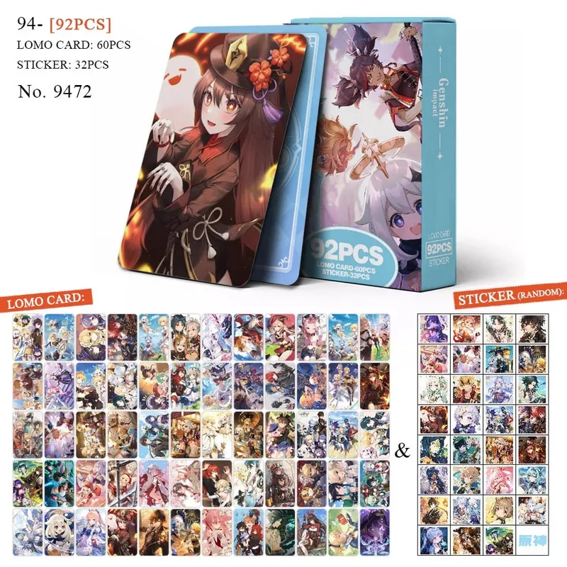 Carte postale de dessin animé Haikyuu Lomo, jouet tueur de démons Genshin Impact, cartes de Collection avec autocollants, cadeau d'anniversaire