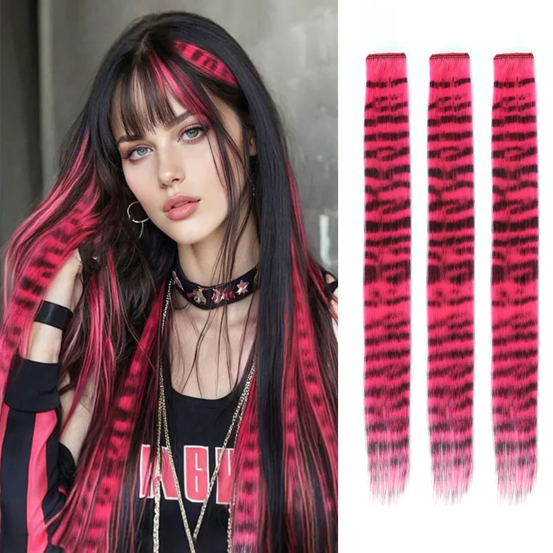 3 pçs/set clipe sintético em extensões de cabelo de penas 18 polegada colorido clipe no cabelo festa de halloween uso para meninas femininas