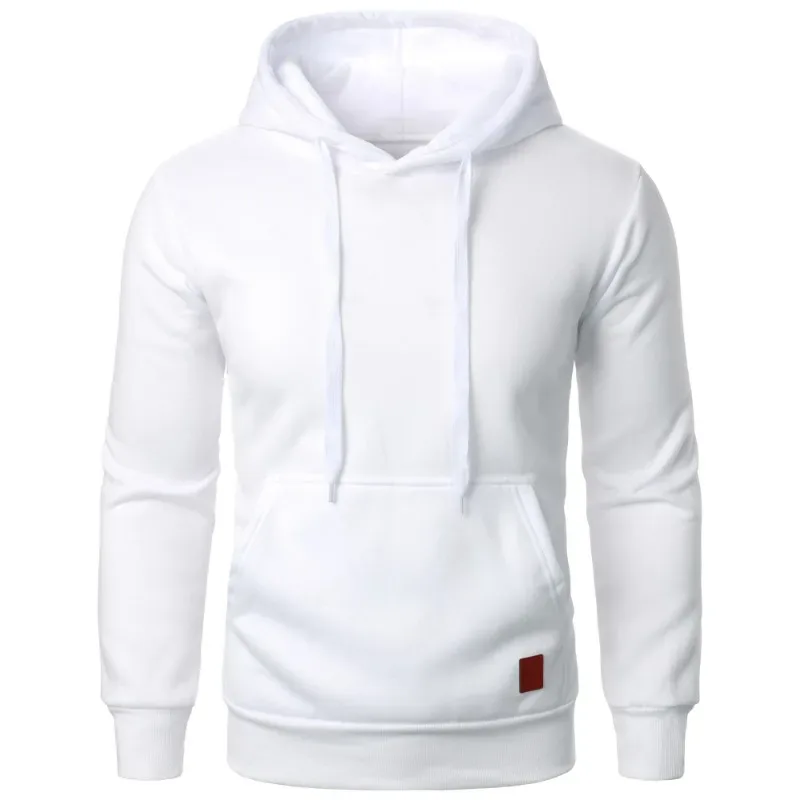 Sudaderas con capucha informales con cuello y cordón para hombre, camisas de manga larga, ropa de calle para exteriores, jersey ligero de Color sólido