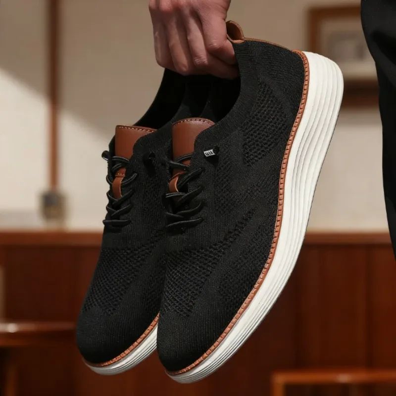 Men Casual Walking Shoes Breathable Mesh Knit Sneakers Hot Selling Bestselle Lightweight Non-slip Flat Lace Up Running Shoes Men