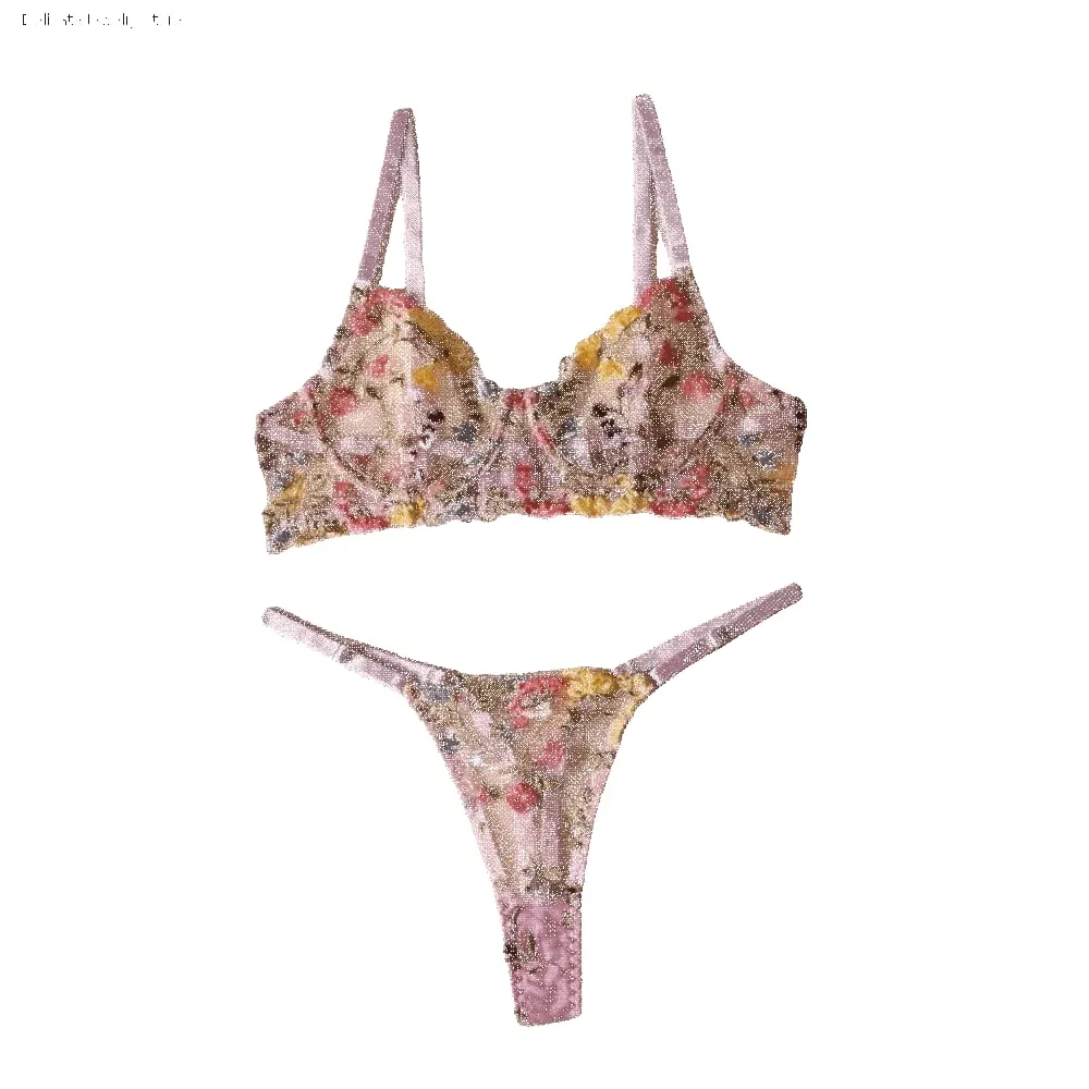 Sheer Intimates Transparent Lingerie Set Ultra-thin Elegant Panties Bra Set Push Up Bra Suit Lady