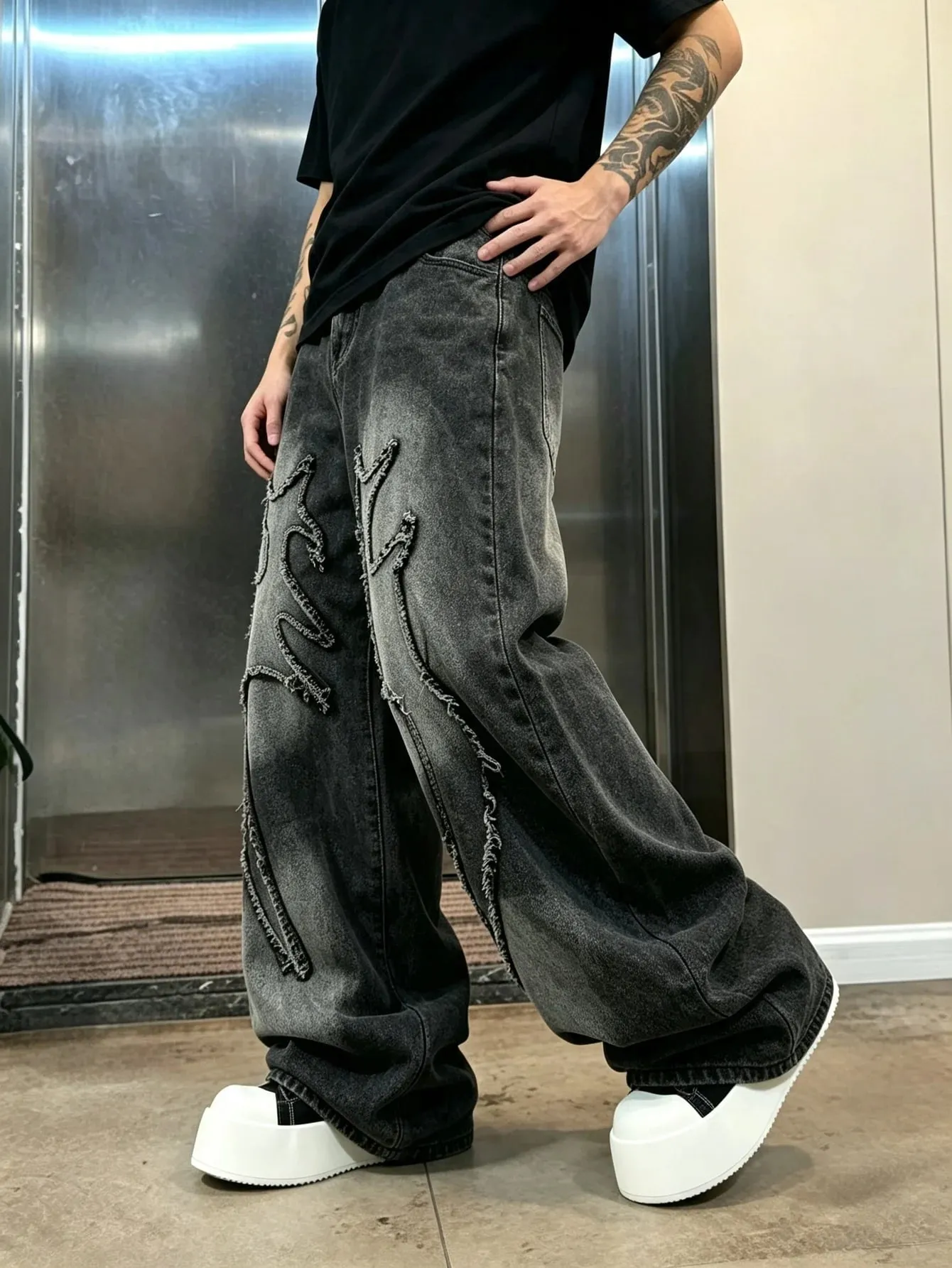 Trendy Y2K Wide Leg Denim Jeans for Men American Streetwear Loose Fit Trousers Perfect Gift Choice for Husband & Lover