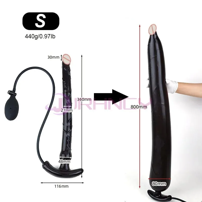 Super Long 100cm Inflatable Anal Dildos Liquid Silicone Huge Butt Plug in-depth Rectal Dilation Prostate Massage BDSM Sex Toys