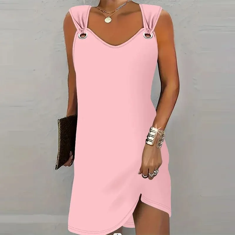 Women's Fashionable Casual Solid Color Suspender Dress Sleeveless Summer Comfortable Skirt — image 3