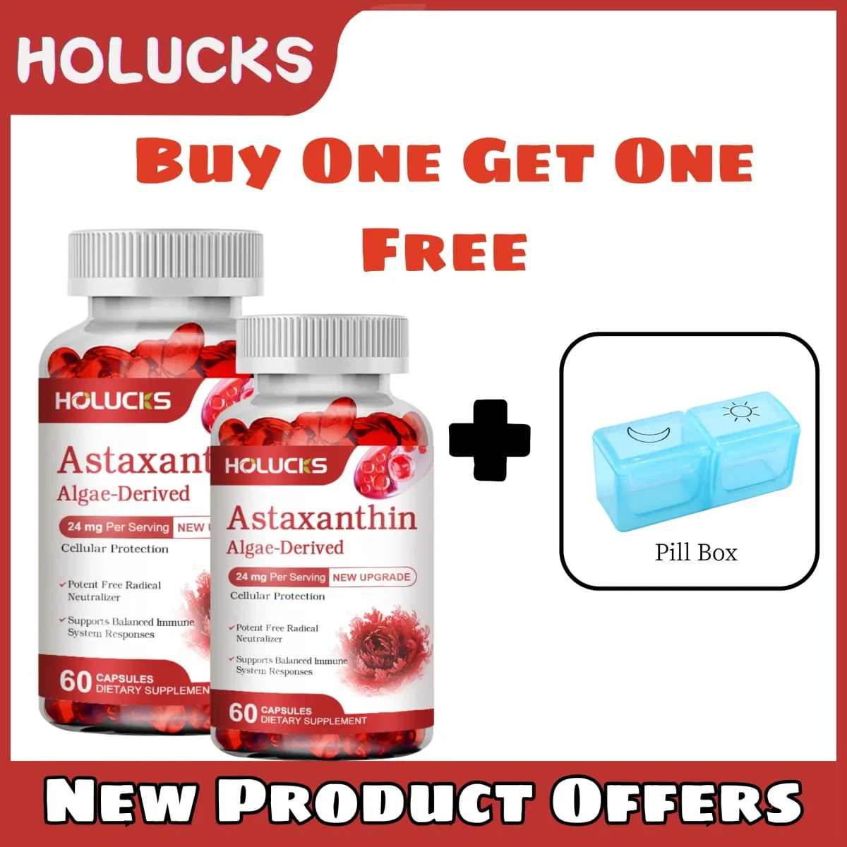 Mua 1 Tặng 1! Astaxanthin 24mg Bổ Sung Cho Da & Mắt Chống Lão Hóa & Chống Tia UV Giảm Mệt Mỏi Mắt Không GMO — image 2
