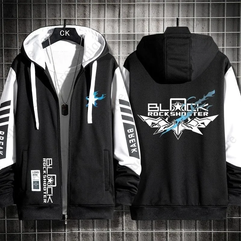 ‌BLACK ROCK SHOOTER Hoodies Anime Cartoon Kuroi Mato Print Sweatshirt BLACK ROCK SHOOTER Merch Men Women Autumn Zipper Hoodie