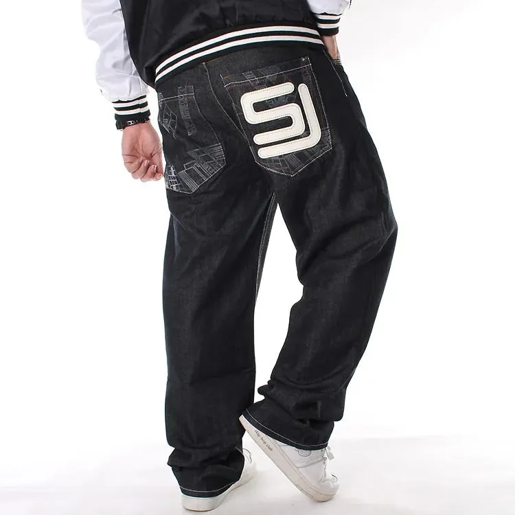 Y2K Big Size 70kg Mens Embroidery Oversized Jeans Hip Hop Loose Black Baggy Jean Trousers Man Rap Street Denim Punk Pants Hombre