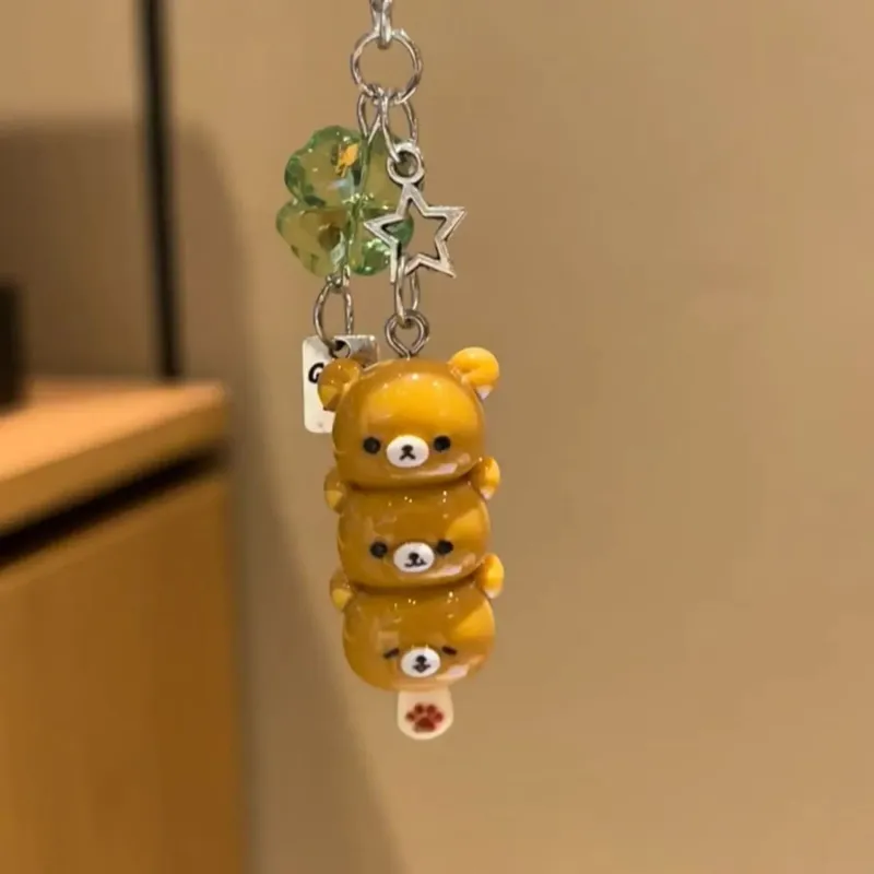Japanese Style Kawaii Cartoon Bear Photo Card Holder Keyring Cute Bear K-Pop Idol Keychain For 2 Inch Photo School License Case