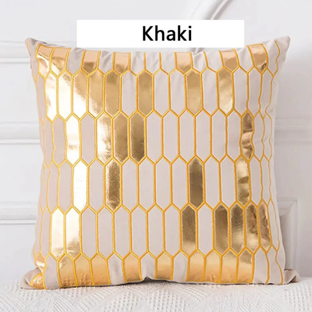 45x45cm Luxury Velvet Cushion Cover Bronzing Soft Decorative Pillow Set for Bedroom Sofa Home Decoration