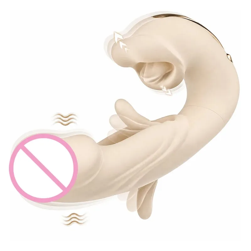3In1 Thrusting Vibrator Female Tongue Licking Dildo Clitoris Stimultor Finger Flapping Vagin Massager Adult Sex Toys for Women