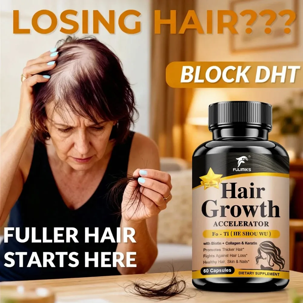 Buy 2 Get 2 Free! Hair Health Supplements Capsules with Fo-Ti Root Ginger Extract for Thicker Hair Skin Care Bone