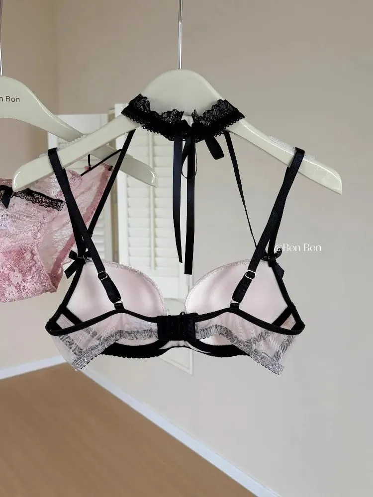 French Lace Push Up Lingerie Set for Women Sexy Deep Plunge Demi Bra Gather Small Bust Big Look Daily Comfort Wear S-XL