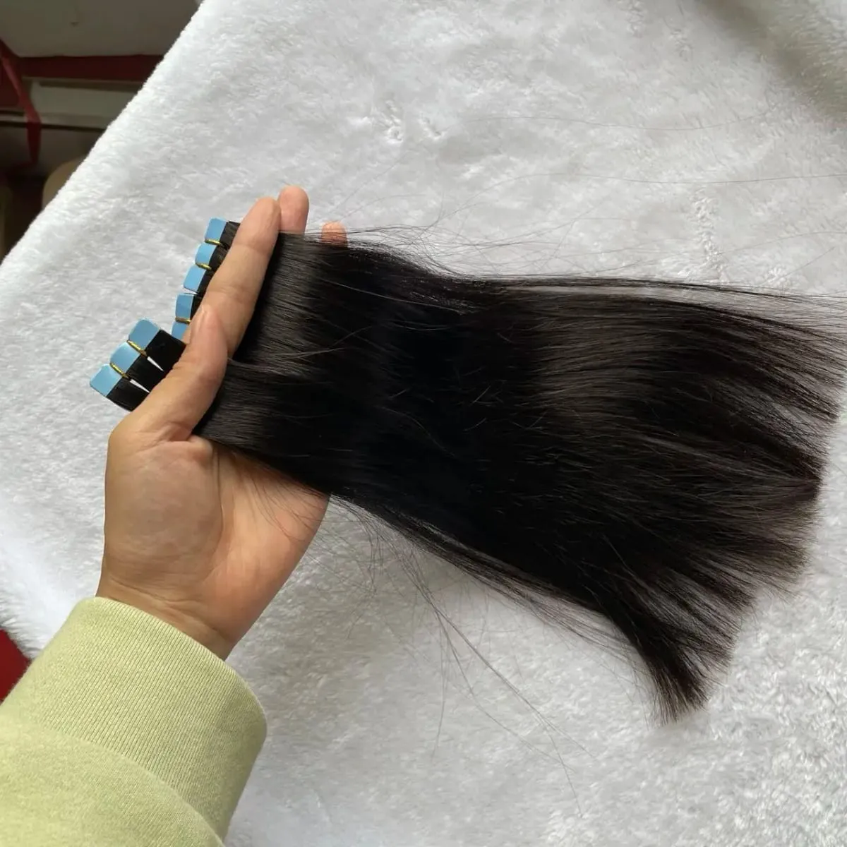 Tape in Human Hair Extensions 12-20 inches Mini Tape Hair Extension Straight 10pcs Machine Remy Invisible Adhesive Tape Hair