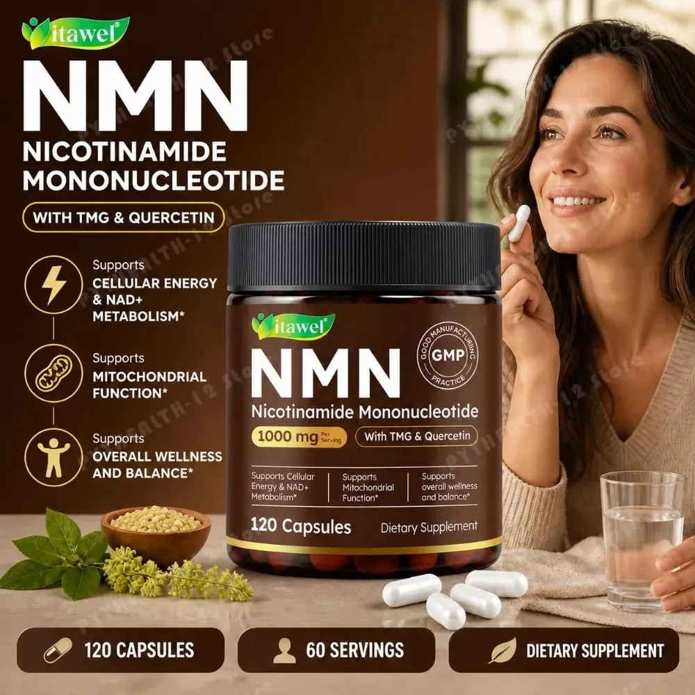 NMN Capsules 1000mg Nicotinamide Mononucleotide NAD+ Cellular Energy TMG Quercetin Resveratrol 120 Vegan Capsules Non-GMO — image 4