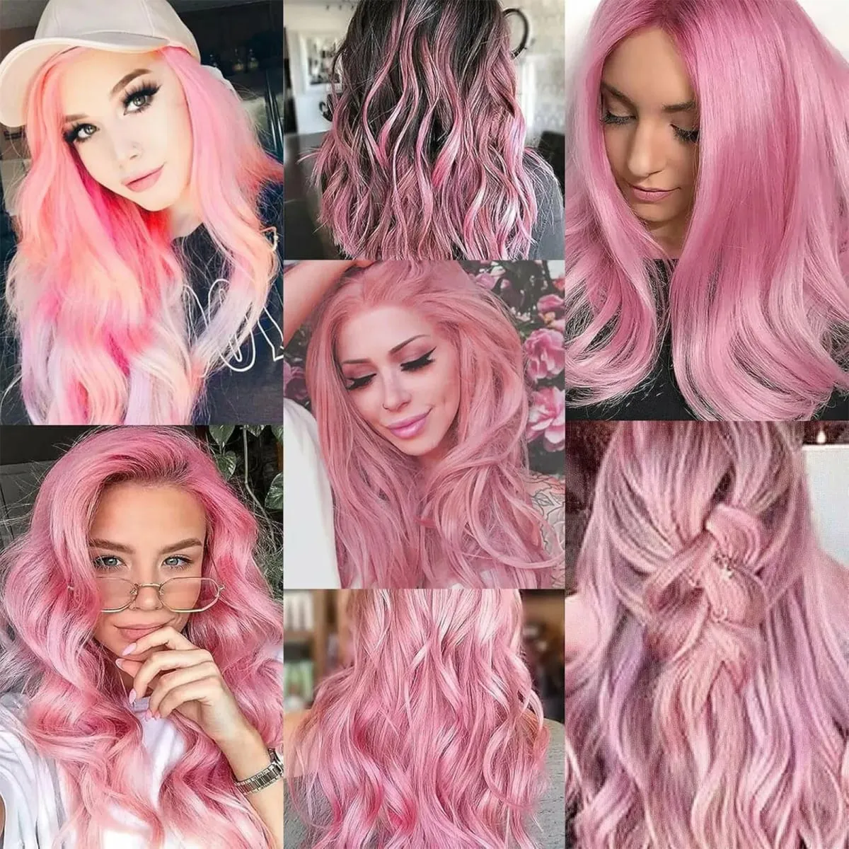 Clip in Hair Extensions Farvede Fest Highlights 22 tommer 6 stk/pakning Multi-farve Lige hår Syntetiske hårstykker Royal Blue — image 3