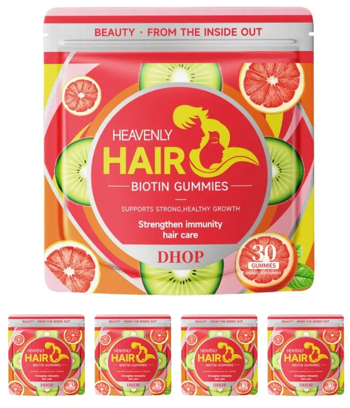 Biotin Gummies with Vitamin C and B12 Supports Strong Healthy Hair Growth Hair Care with Kiwi and Pomelo Extract - 15 Servings