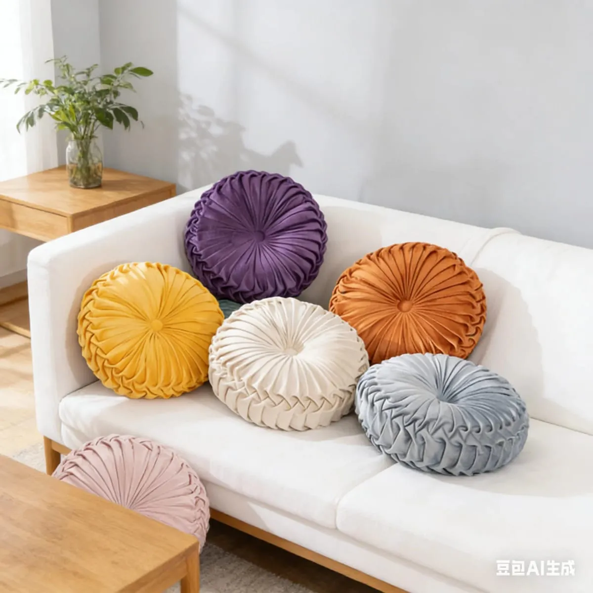 Plush Pumpkin Cushion Handmade Lumbar Support Pillow for Sofa Bed Office Nordic Decor