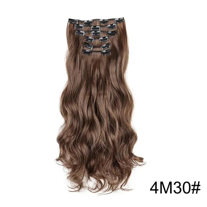 22Inch Synthetic 6pcs/set Long Curly Hair Extension Thick Soft Hairpiece for Short Hairline Coverage for Women Daily Use