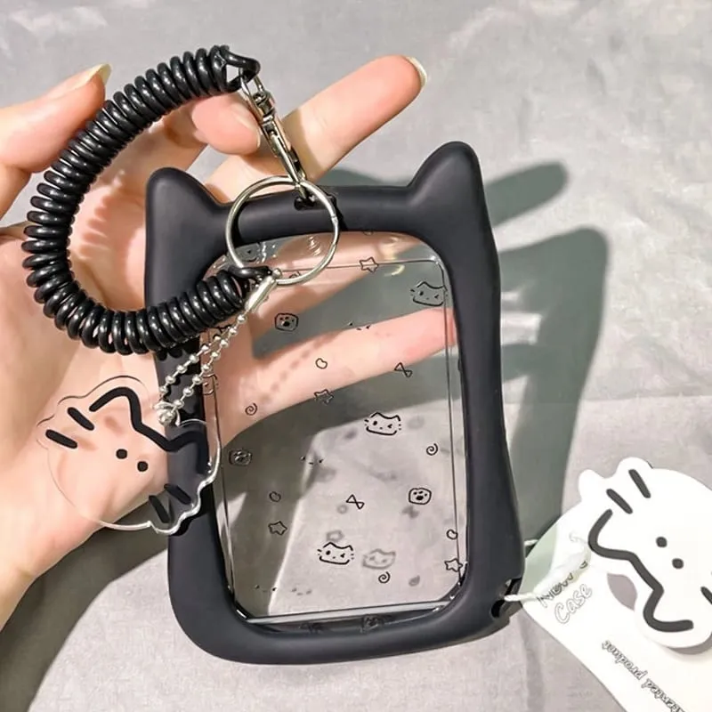 Fofo porta-chaves para cartão fotográfico - porta-cartões de PVC transparente com chaveiro para mochila capa protetora para presente de foto de ídolo para colecionadores de fãs