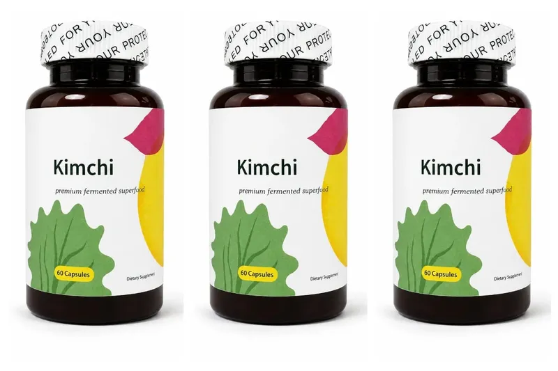 Kimchi Capsules 1500mg Fermented Superfood 60 Caps Gut Health Digestive Support Vegan Non-GMO Cabbage Ginger Dietary Supplement