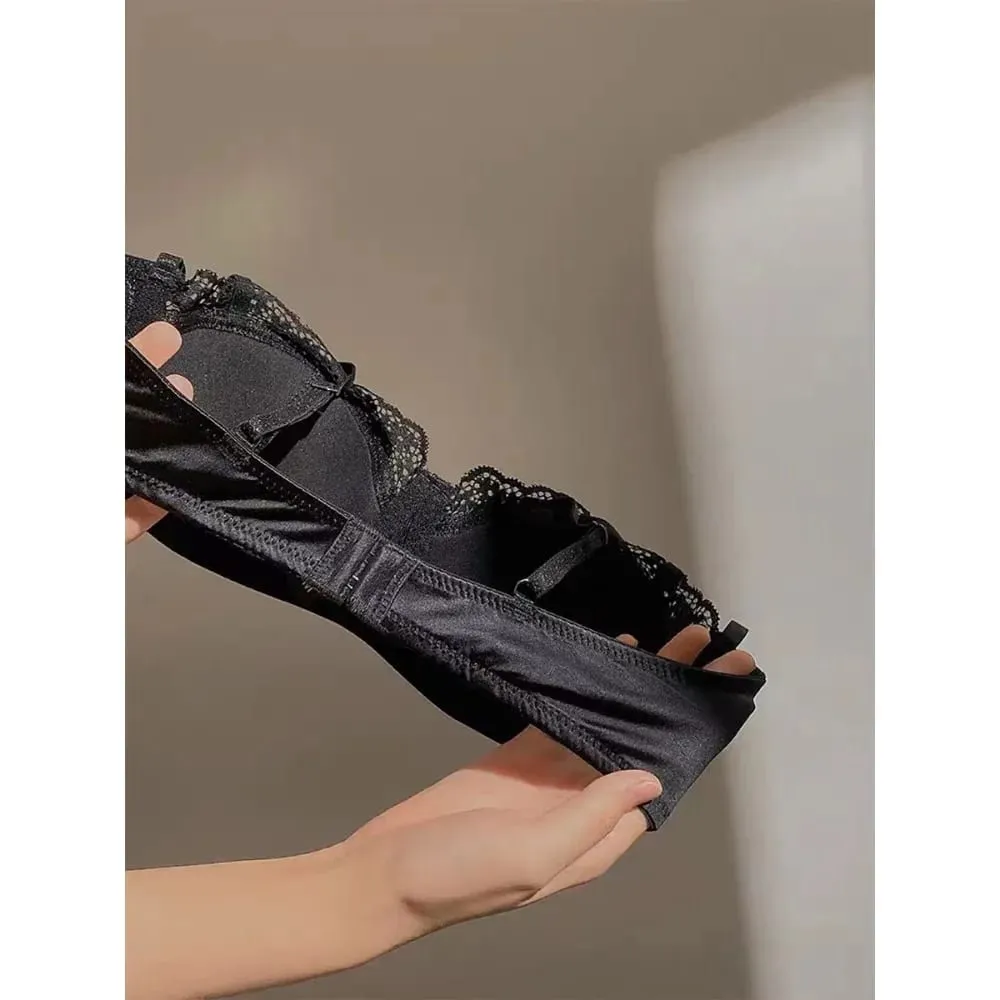 Kadın Yarım Fincan Dantel Sutyen Seti Ince Balenli Küçültücü Sutyen Seksi Push-Up Anti-Sarkma Yan Destek Gizle Koltukaltı Yağ Lingerie