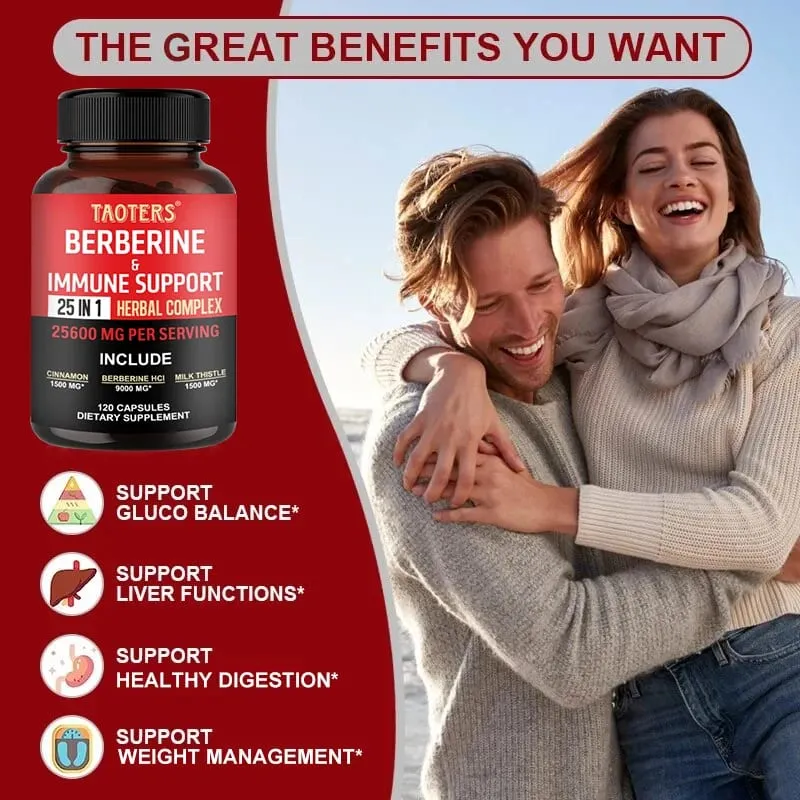 Berberine Capsules Contain Ceylon Cinnamon and Milk Thistle To Support Glucose Balance Liver Health Digestion and Weight Loss