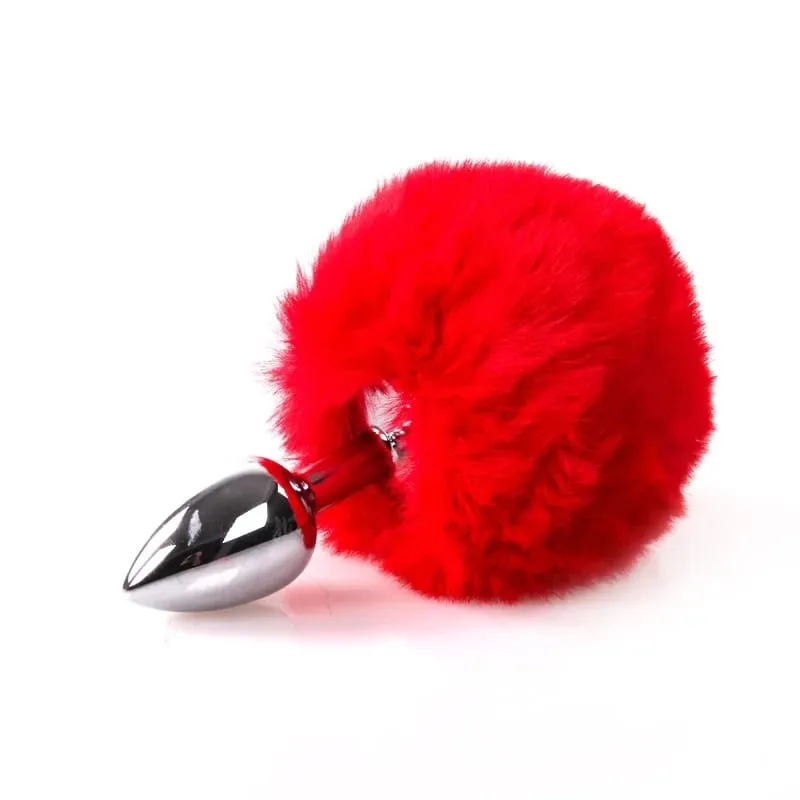 Metal Anal Plug with Rabbit Tail Bunny Tail Pet Role Play Adult Sex Toy for Women Men Couples Fetish Gear Accessories