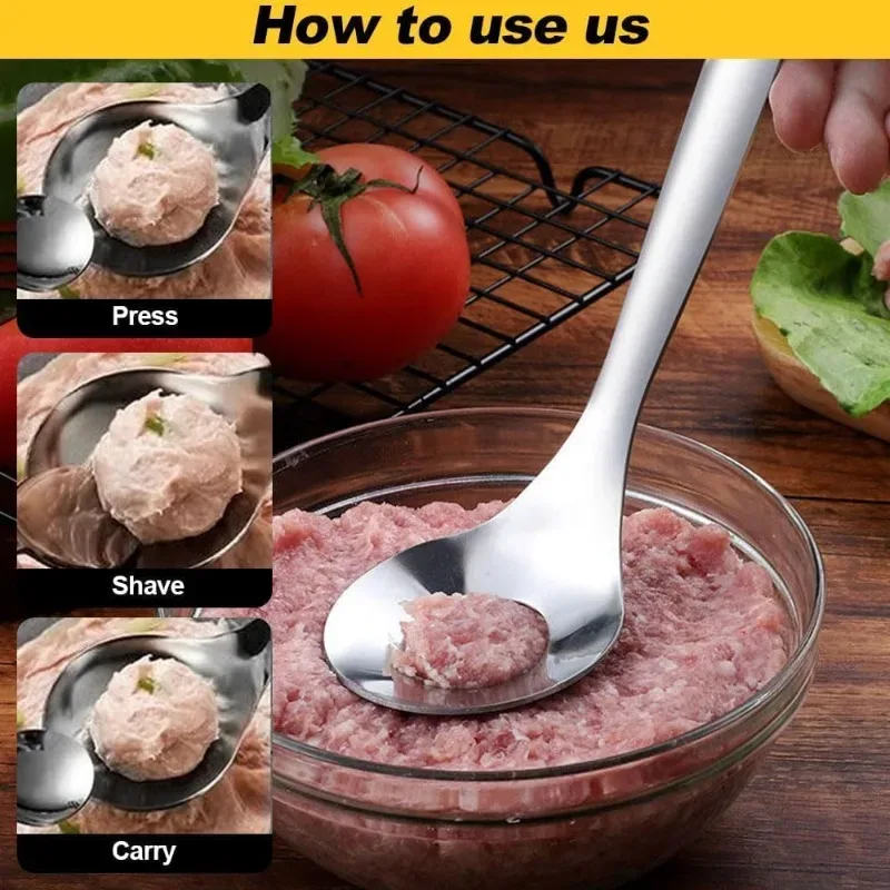 10/1PCS Creative Croquettes Meatball Spoon Mold Stainless Steel Meat Press Tools Non-stick Kitchen Accessories Meatballs Spoon