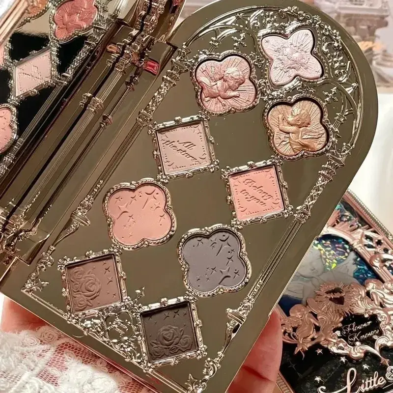 Little Angel Eyeshadow Palette Hand Mirror Brush Set Delicate Matte Glow Shimmer Flowerknows Edens Angel Eyeshadows 3 piece set