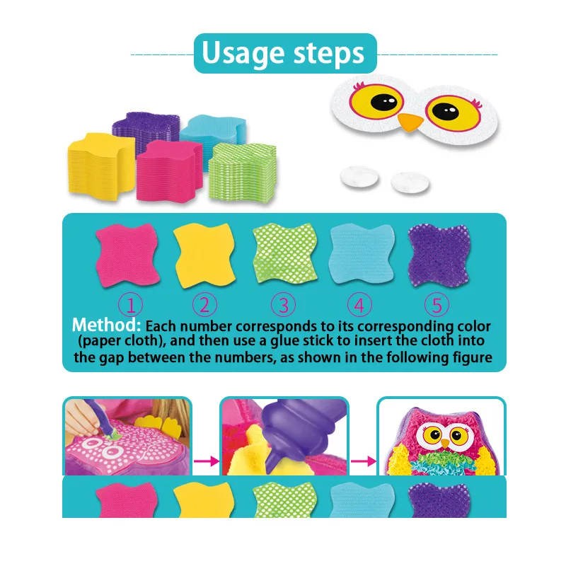 DIY plyšový polštář pro děti Ručně vyráběný polštář Materiál Balení Plyšová hračka Kawaii Roztomilá panenka Dětské Puzzle Sady řemeslných hraček Dárky pro dívky