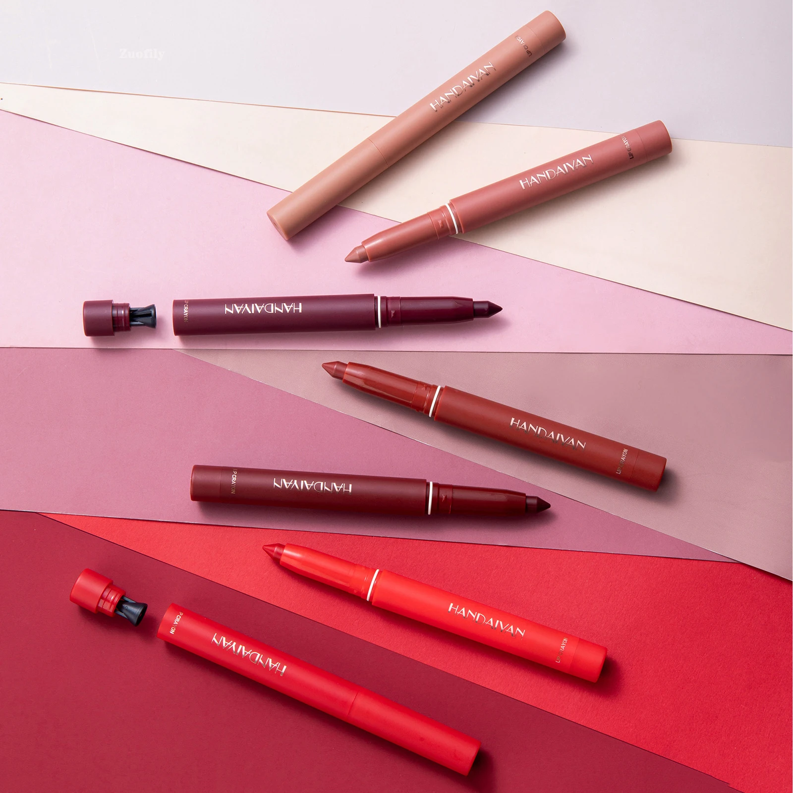 12 farver Pink Velvet Matte Lipstick Pen Lip Liner Blyant Vandtæt Langvarig Ikke let at falme Plumpe læber Crayon Makeup Tint — image 6