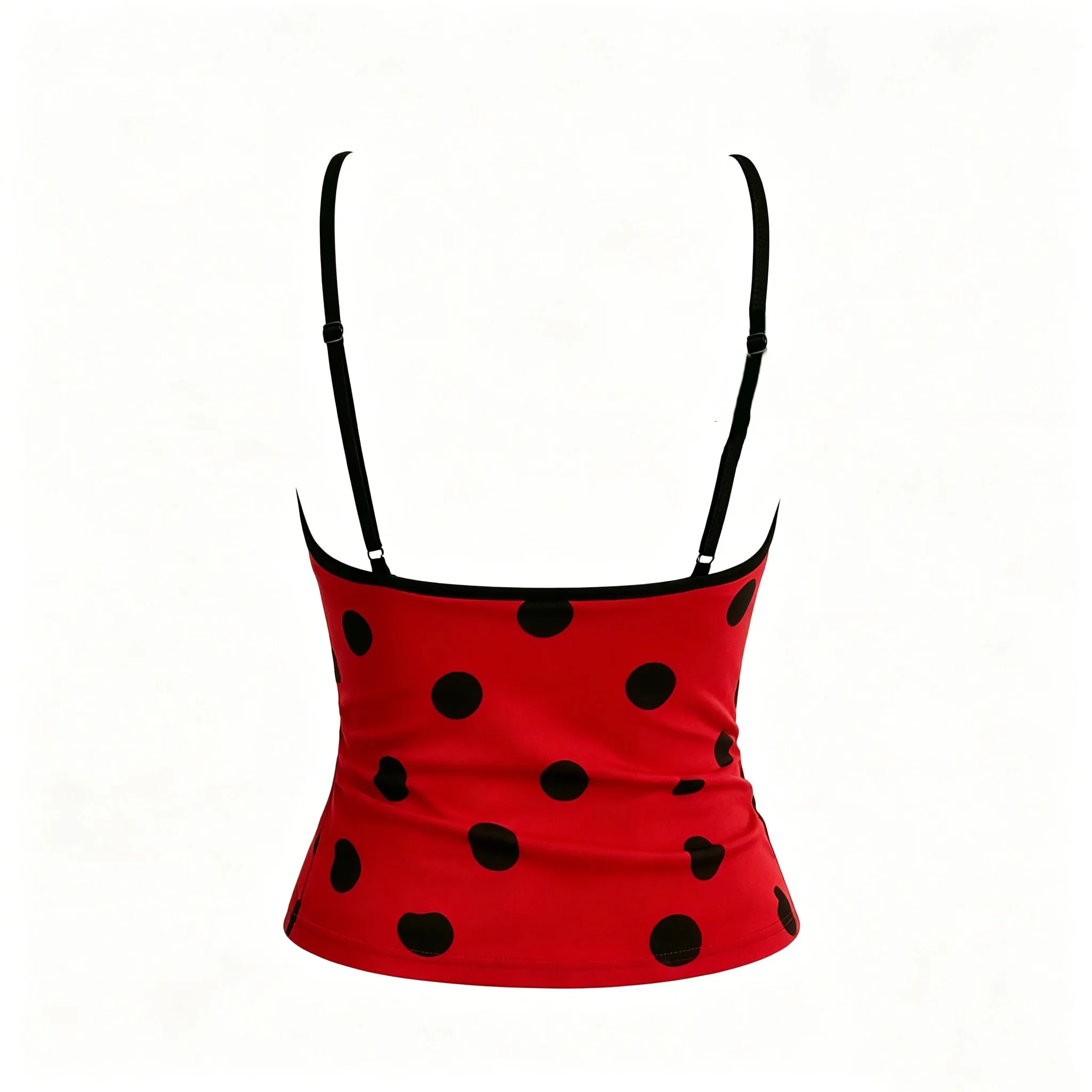 Kawaii Womens Ladybug Polka Dot Cami Top 3D Daisy Floral Decor V Neck Spaghetti Strap Tank Top Cute Y2K Cosplay Crop Camisole